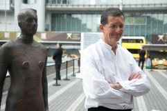 Gormey with his statue